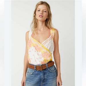 FREE PEOPLE NEW sweet thing bodysuit -marigold combo -small